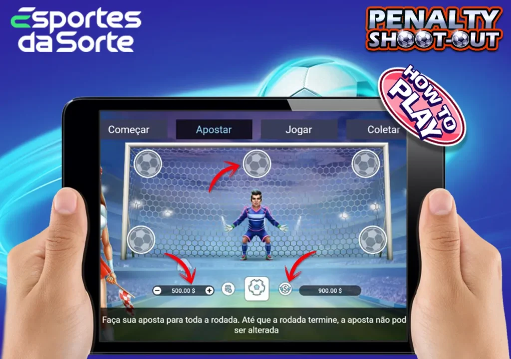 Instruções do jogo pelo sítio oficial da Penalty Shoot-out